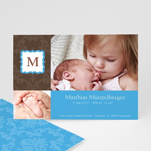 Babykarten für Jungen - Initialien Baby 1240