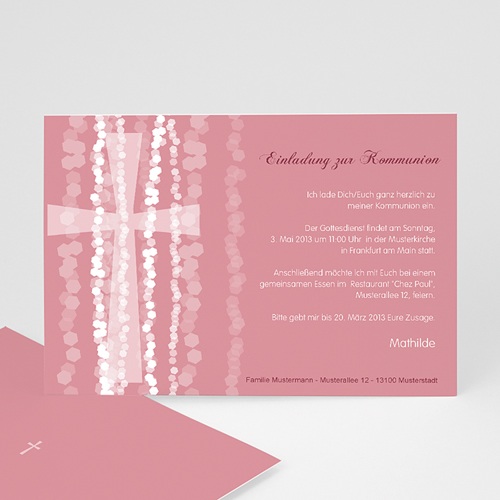 Einladungskarten Kommunion Mädchen - Pink 12554