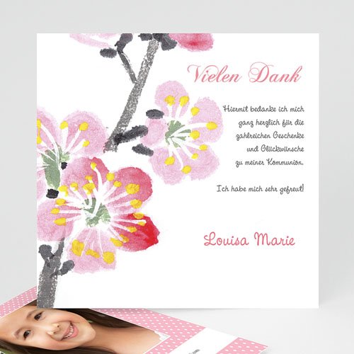 Dankeskarten Kommunion Mädchen - Floral 12560
