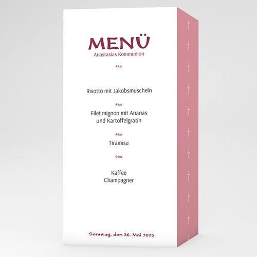 Menükarten Kommunion - Pink 12893