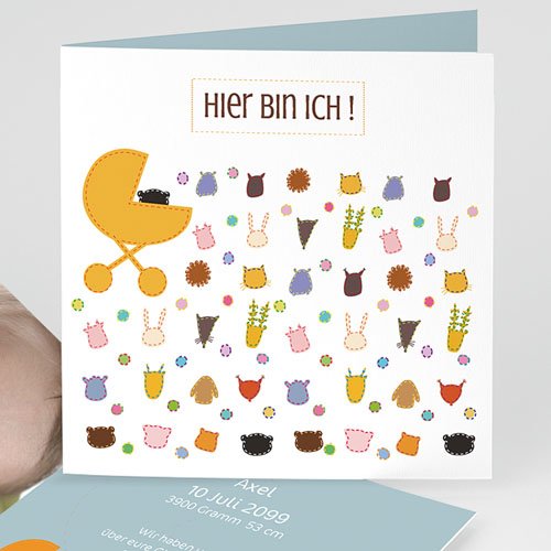 Geburtskarten selbst gestalten - Retro Kinderwagen