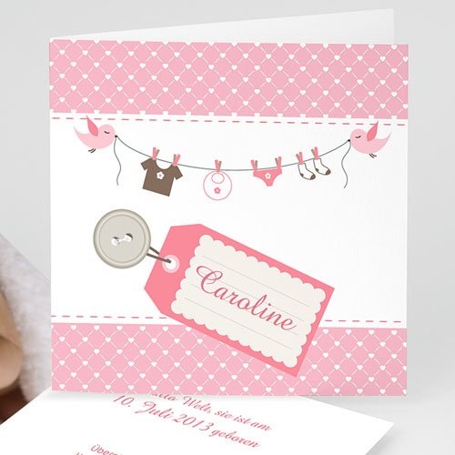 Geburtskarten für Mädchen - Babywäsche 13121