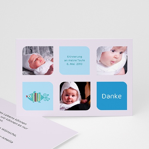 Dankeskarten Taufe Jungen - Danksagung Mehrfachfoto 1352