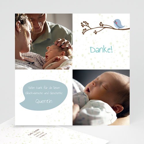 Dankeskarten Geburt Jungen - Spatzen 14243