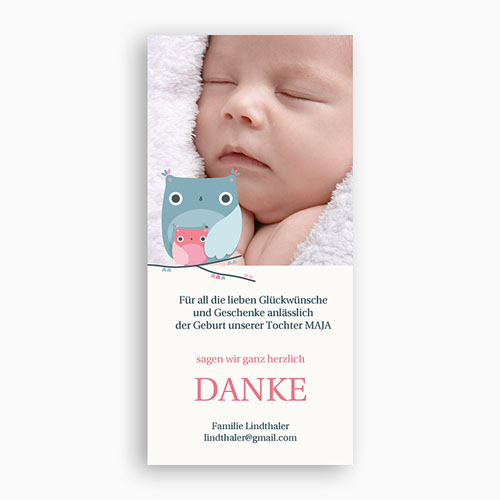 Dankeskarten Geburt Mädchen - Jana 14437
