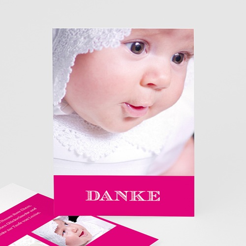Dankeskarten Taufe Mädchen - Typo Rose 14950
