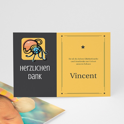 Dankeskarten Geburt Mädchen - Sternzeichen Wasssermann 16124
