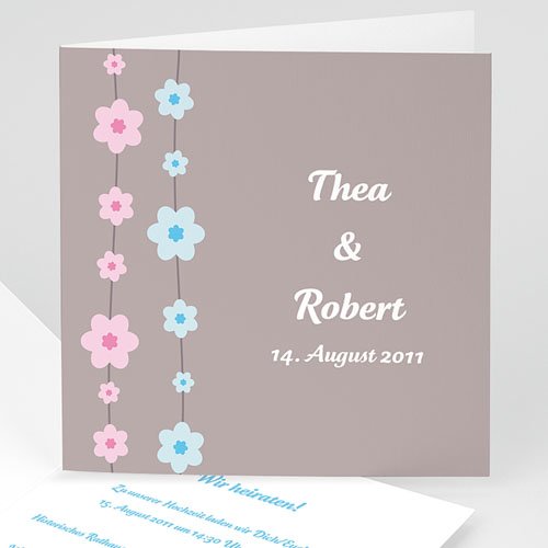 Hochzeitseinladungen modern - Blumenreihe 16639