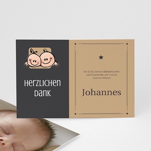 Dankeskarten Geburt Mädchen - Zwillingssterne 17128