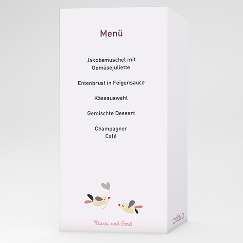 Menükarten Geburtstag - Vogelhochzeit 20545