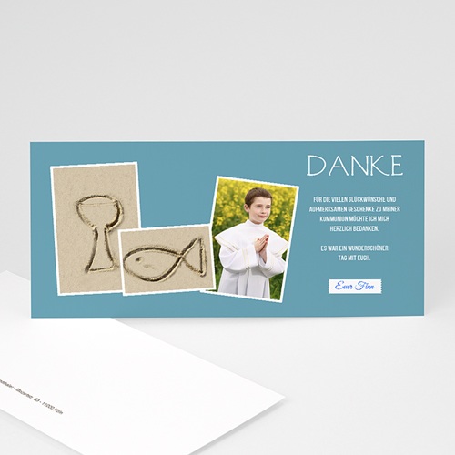 Dankeskarten Kommunion Mädchen - Fisch und Kelch 21479