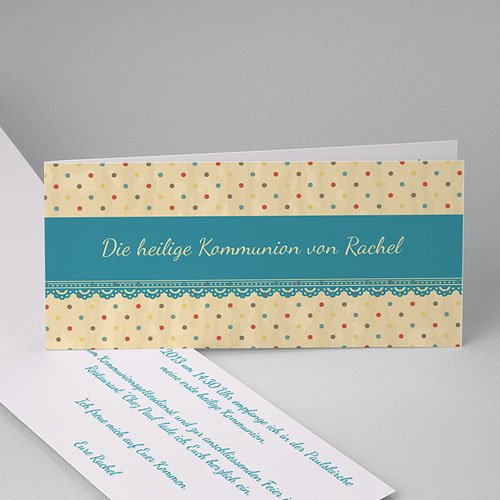 Einladungskarten Kommunion Mädchen - Gepunktet 21488
