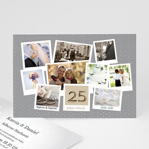 20 x Hochzeitseinladungen Silberhochzeit silberne Hochzeit Einladung Hand in Hand