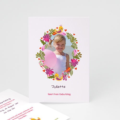 Geburtstagseinladungen Mädchen - Blumiges Portrait 22025