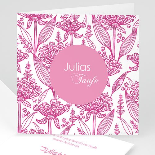 Einladungskarten Taufe Mädchen - Floral Rosa 22098