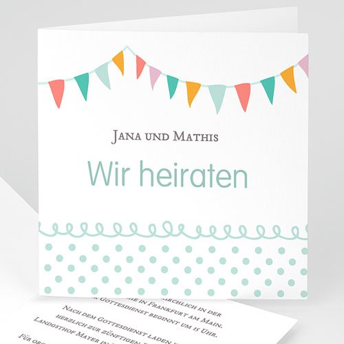 Hochzeitseinladungen modern - Fahnchen 22566