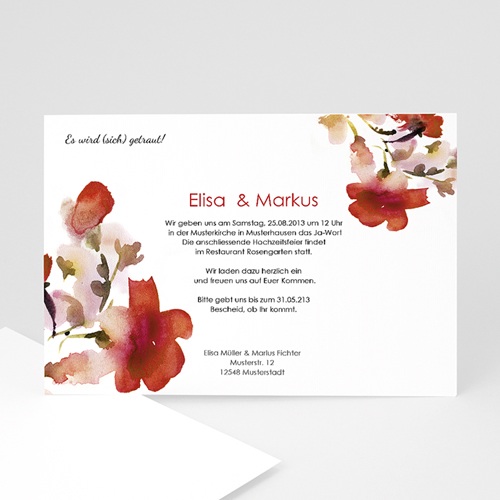 Hochzeitseinladungen modern - Aquarellfarben 22967