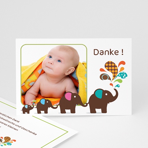 Dankeskarten Geburt Jungen - Elefant 2660