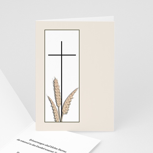 Trauer Danksagung christlich - Kreuz mit Ähren im Rahmen 3224