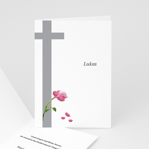 Trauer Danksagung christlich - Rosen vor dem Kreuz 3232