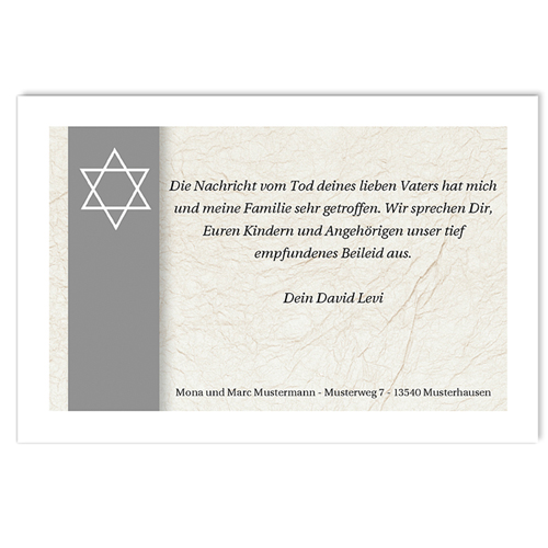Trauer Danksagung israelitisch - Davidsstern 3240