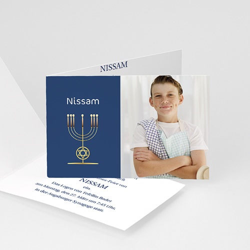 Bar Mitzwah Einladung - Blauton 3484