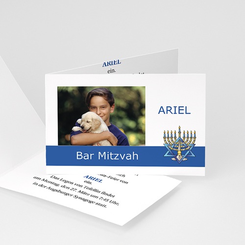 Bar Mitzwah Einladung - Blaues Band 3492