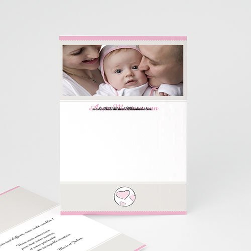 Adoptionskarten für Mädchen - Zartrosa und grau 3556