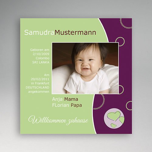 Adoptionskarten für Mädchen - Violett 3560