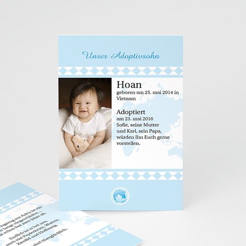 Adoptionskarten für Jungen - Liebe ohne Grenzen blau 3624