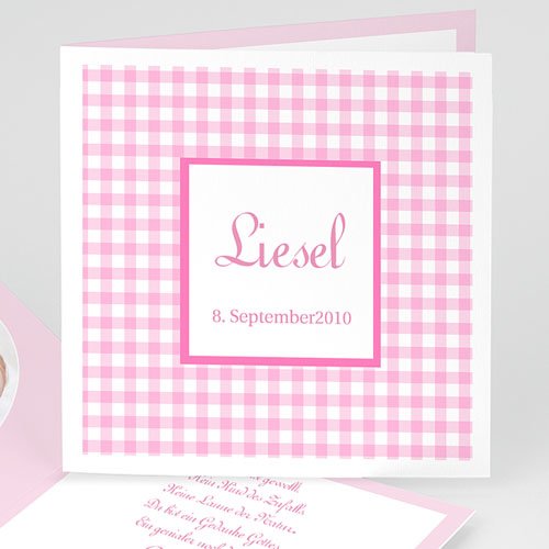 Geburtskarten für Mädchen - Vichy rosa 3744