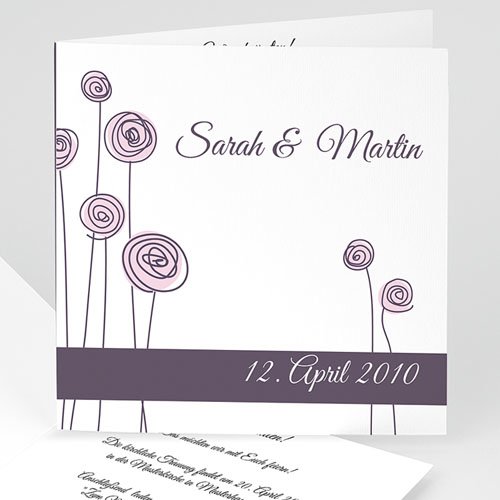 Hochzeitseinladungen modern - Zarte Blumen 4000