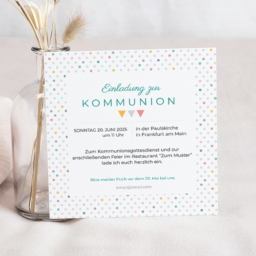 Einladungskarten Kommunion Jungen - Bunte Fähnchen 40512