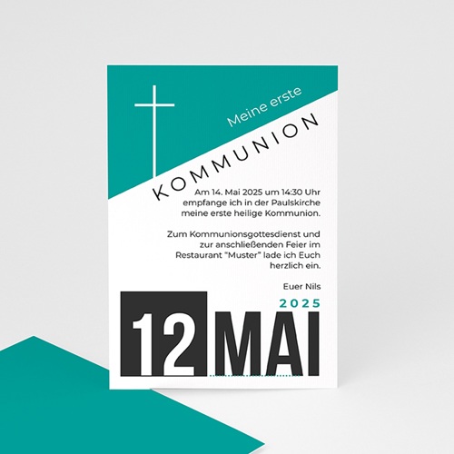 Einladungskarten Kommunion Jungen - Design Kreuz 40530