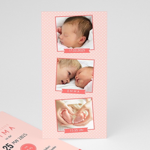 Geburtskarten für Mädchen - Fotoautomat rosa 41864