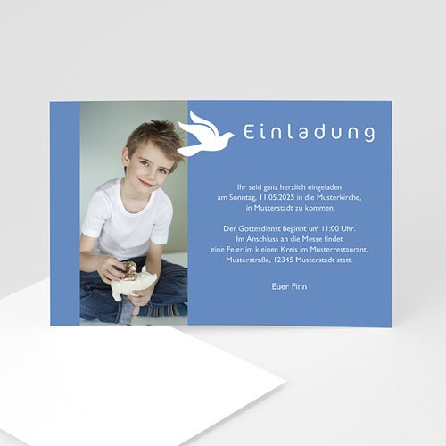 Einladungskarten Kommunion Jungen - Symbol Taube 41930
