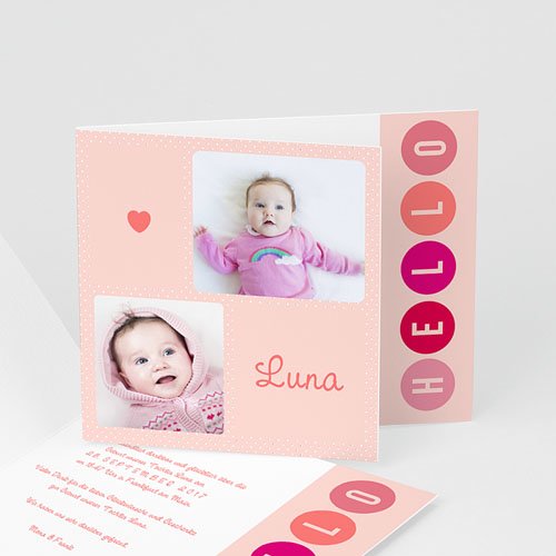 Geburtskarten für Mädchen - Pünktchen in Rosa 42722