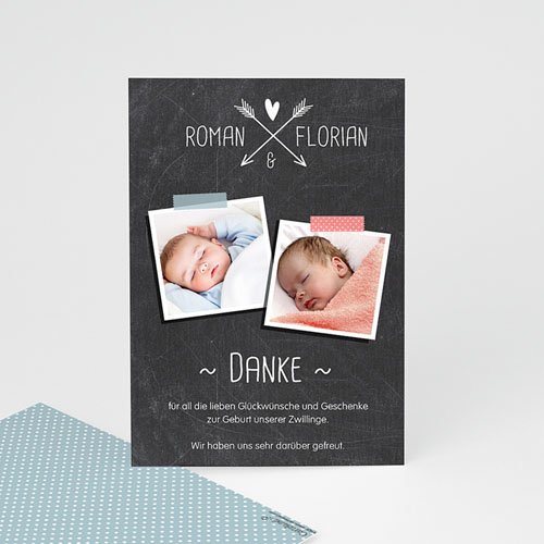 Dankeskarten Geburt Jungen - Tafeldesign neu 43377