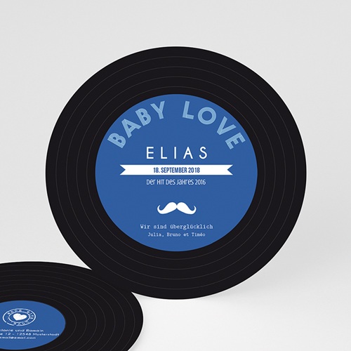Runde Geburtskarten - Baby Love blau 44322