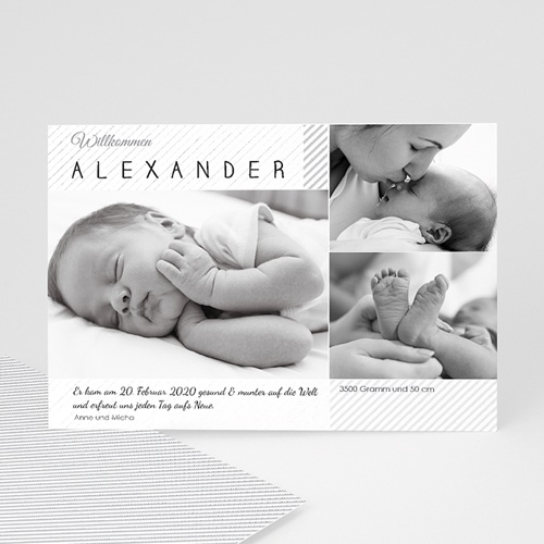 Babykarten für Jungen - Schwarz-Weiss Aufnahme 44518