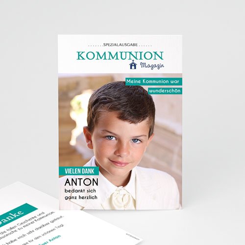 Dankeskarten Kommunion Jungen - Schlagzeilen 45879