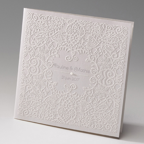Hochzeitseinladungen traditionell - Spitze romantisch 45980