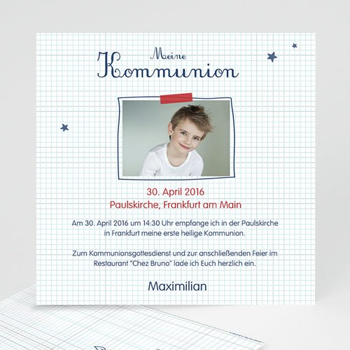 Einladungskarten Kommunion Jungen - Karos 46653