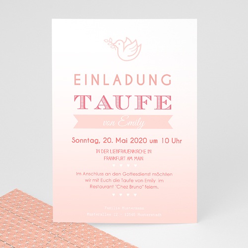 Einladungskarten Taufe Mädchen - Klar Rosa 47033