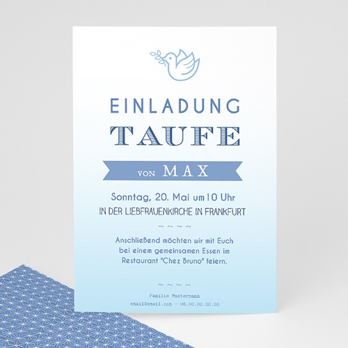 Einladungskarten Taufe Jungen - Blaues Aquarell 47042