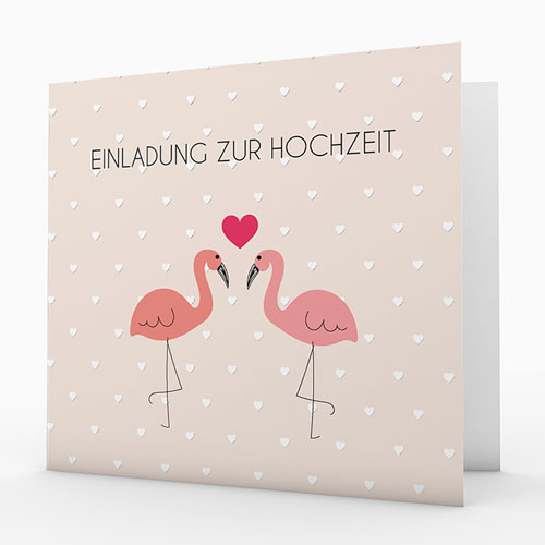 Hochzeitseinladungen modern - Rosaflamingo 47313