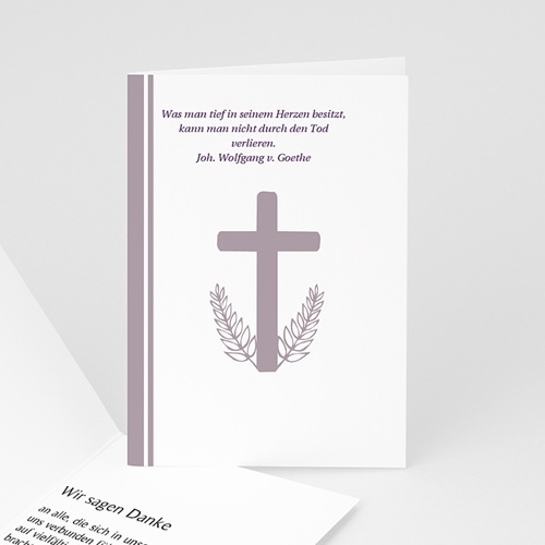 Trauer Danksagung christlich - Klappkarte Kreuz - grau 4732