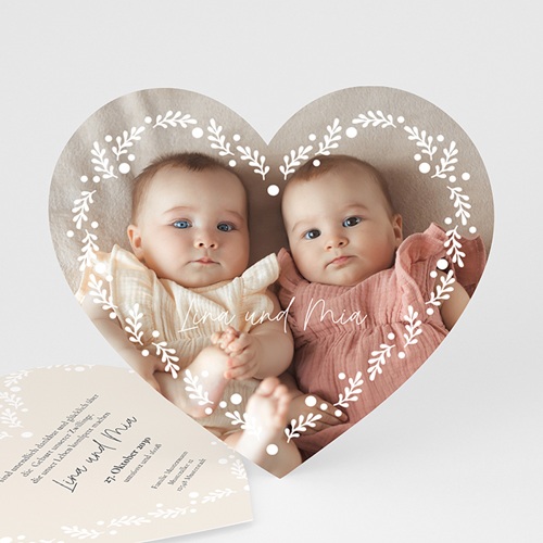 Babykarten für Zwillinge gestalten - Doppeltes Herz 47365
