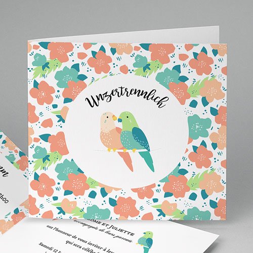 Hochzeitseinladungen modern - Lovebirds 47866