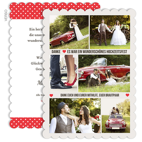 Alle Dankeskarten Hochzeit - Vintage Rot